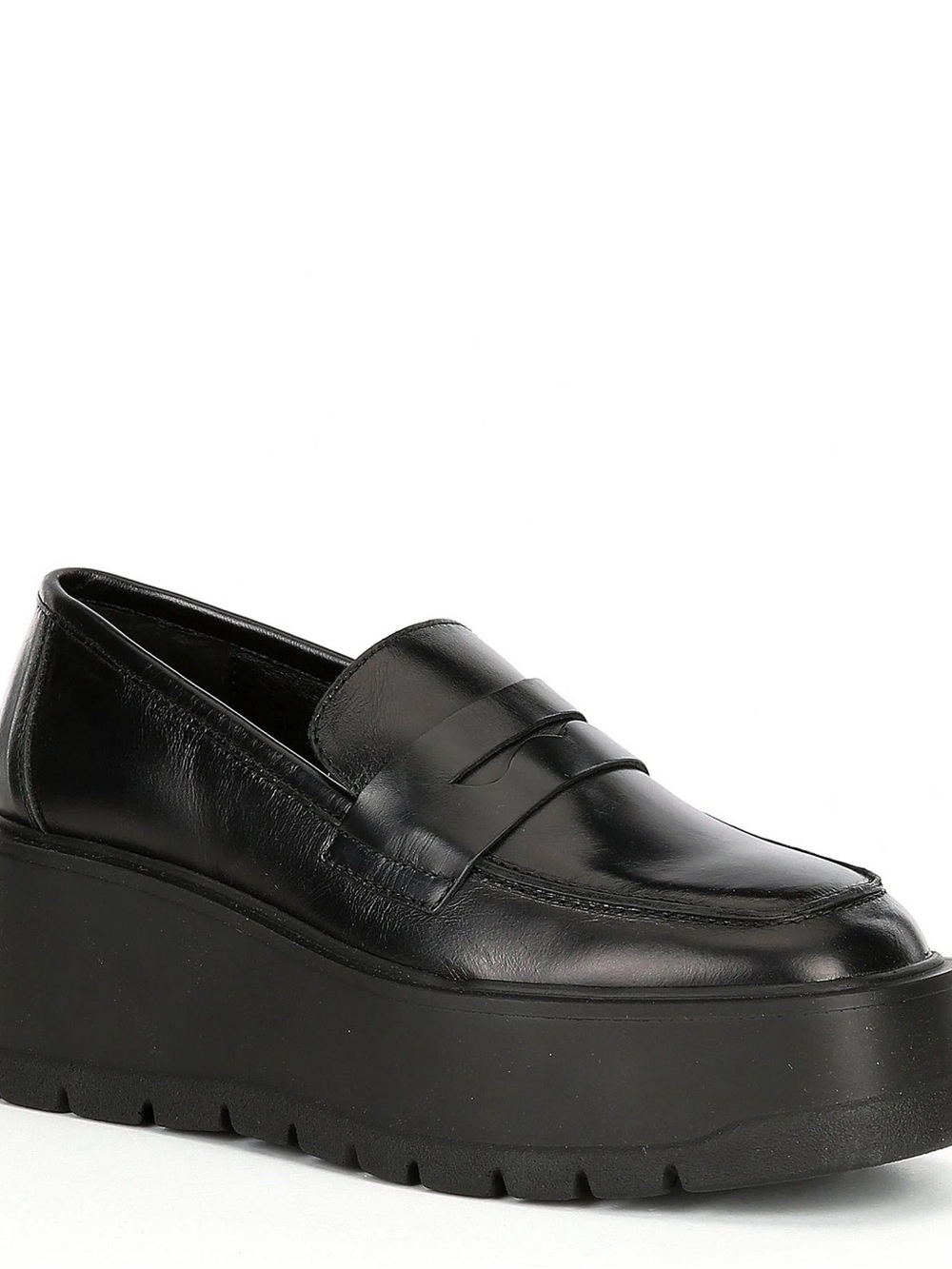 Free People Black Leather Platform Penny Loafers